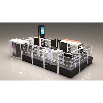 OEM Glass Mobile Phone Display Showcase 3mm Thick Stainless Steel