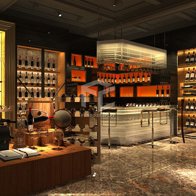 T5 LED Wine Store Display 3mm Thick MDF Acceptable Wood Veneer