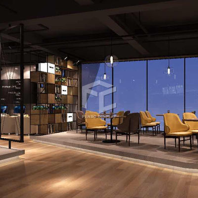 Monomer Design Coffee Shop Furniture 2mm Thick MDF Coffee Shop Cabinet