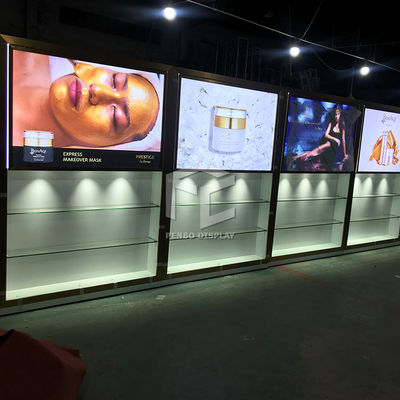 10mm Tempered Glass Skincare Display Shelves For Cosmetic Shop ODM