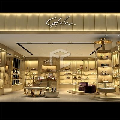 T5 LED Shoe Display Racks 5mm Thick MDF Shoes Showroom Display