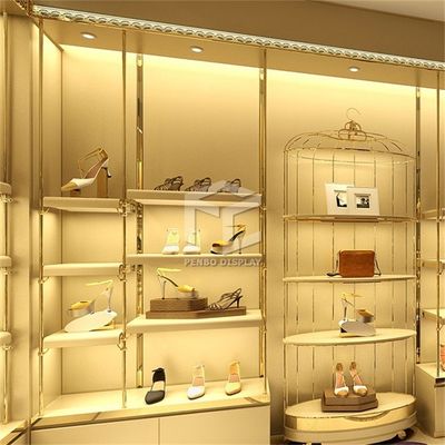 T5 LED Shoe Display Racks 5mm Thick MDF Shoes Showroom Display