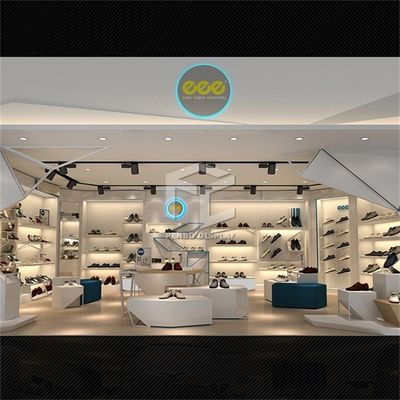 T4 LED Shoe Display Racks For Store CNC Processing Veneer Press