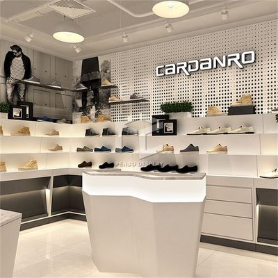 T4 LED Shoe Display Racks For Store CNC Processing Veneer Press