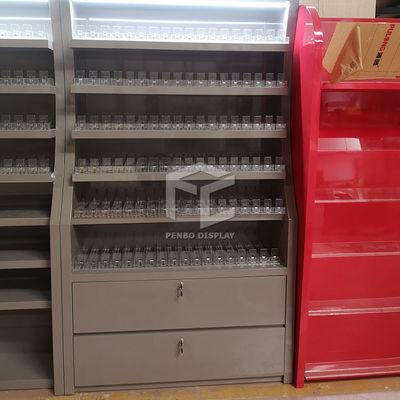 T5 LED Cigarette Shop Display Cabinet Brushed Metal Monomer Design
