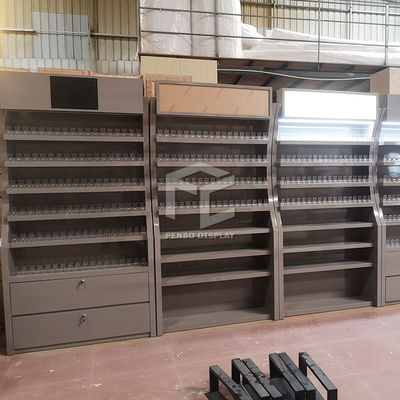T5 LED Cigarette Shop Display Cabinet Brushed Metal Monomer Design