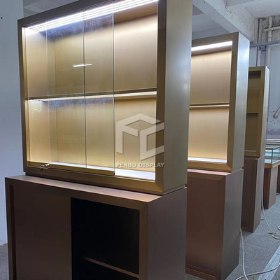 Tempered Glass Jewelry Shop Furniture Electroplated Brushed