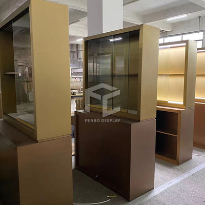 Tempered Glass Jewelry Shop Furniture Electroplated Brushed
