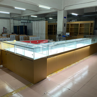 Customized Size Jewelry Display Cabinet White Golden Color