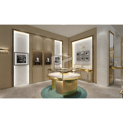Custom Luxury Jewelry Store Showcase Furniture Electroplated Brushed