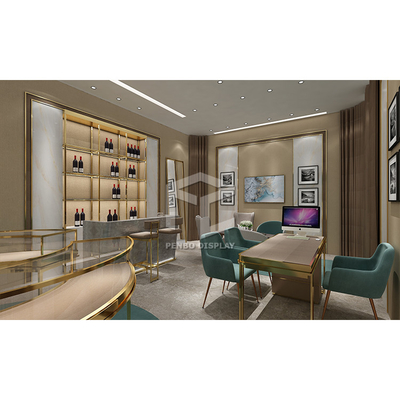 Custom Luxury Jewelry Store Showcase Furniture Electroplated Brushed