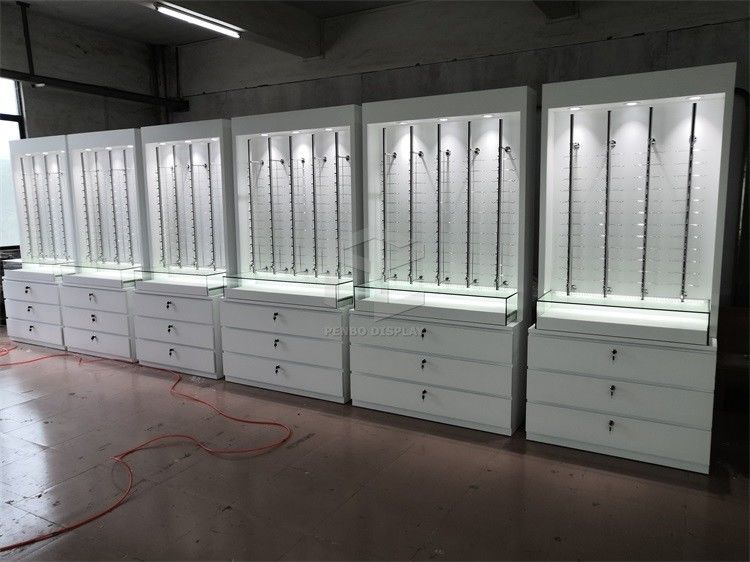 T4 LED Optical Shop Counter Design Showroom Furniture With Spotnight