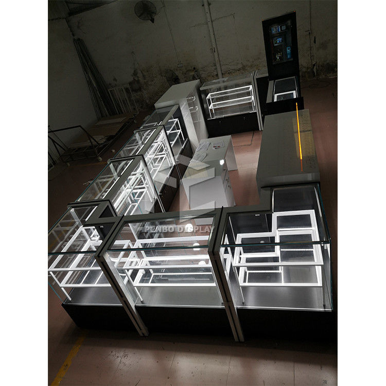 T5 LED Glass Cell Phone Kiosk 8mm Thick Tempered Glass Cell Phone Display Showcase