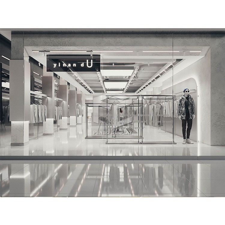 Metal Clothing Shop Display Furniture Veneered Surface