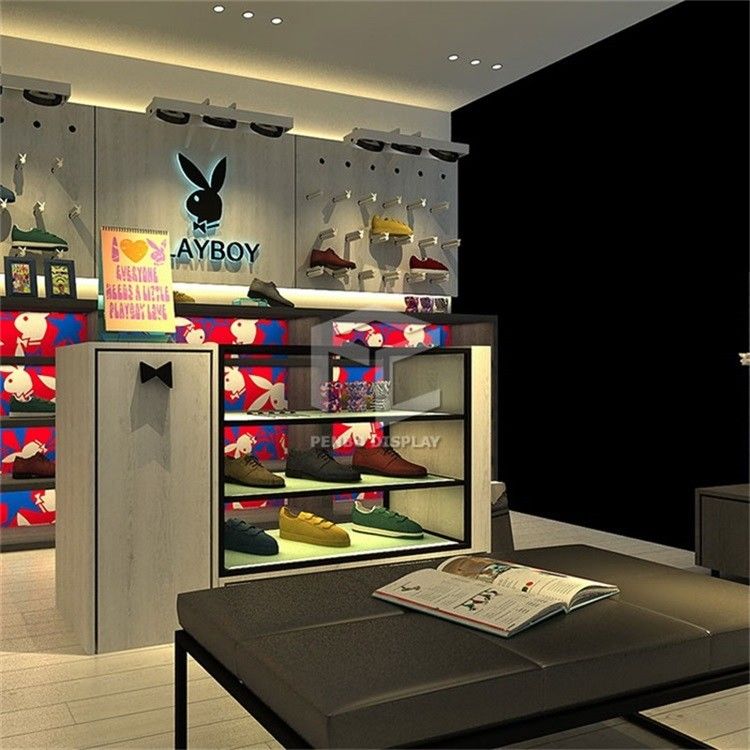 Plywood OEM Footwear Display Rack For Shoes Marble Stone